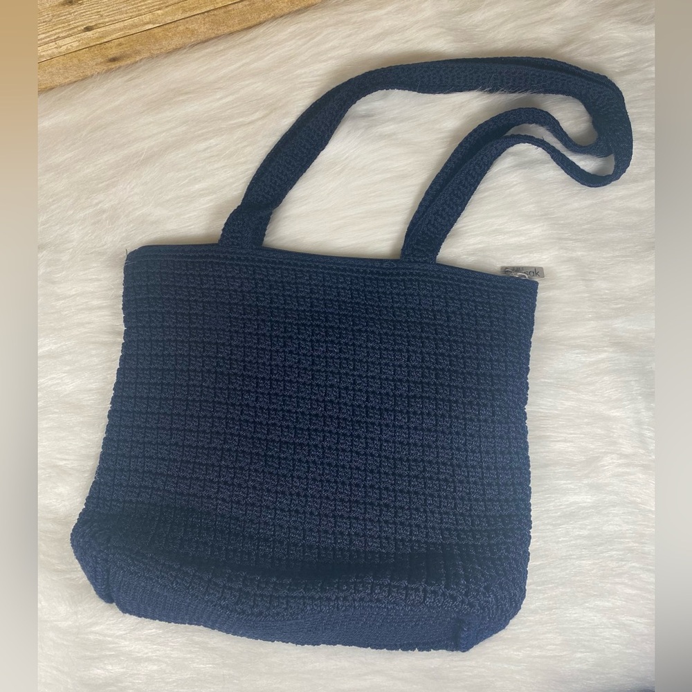 THE SAK Crochet Shoulder Bag Purse Navy Blue